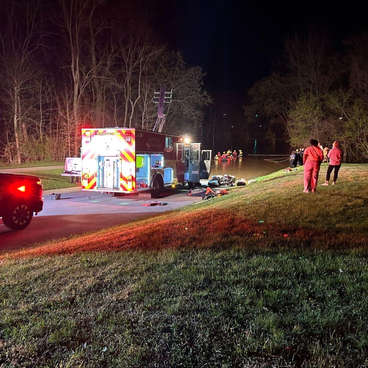 Car in water at Shawnee boat ramp - 4.8.25